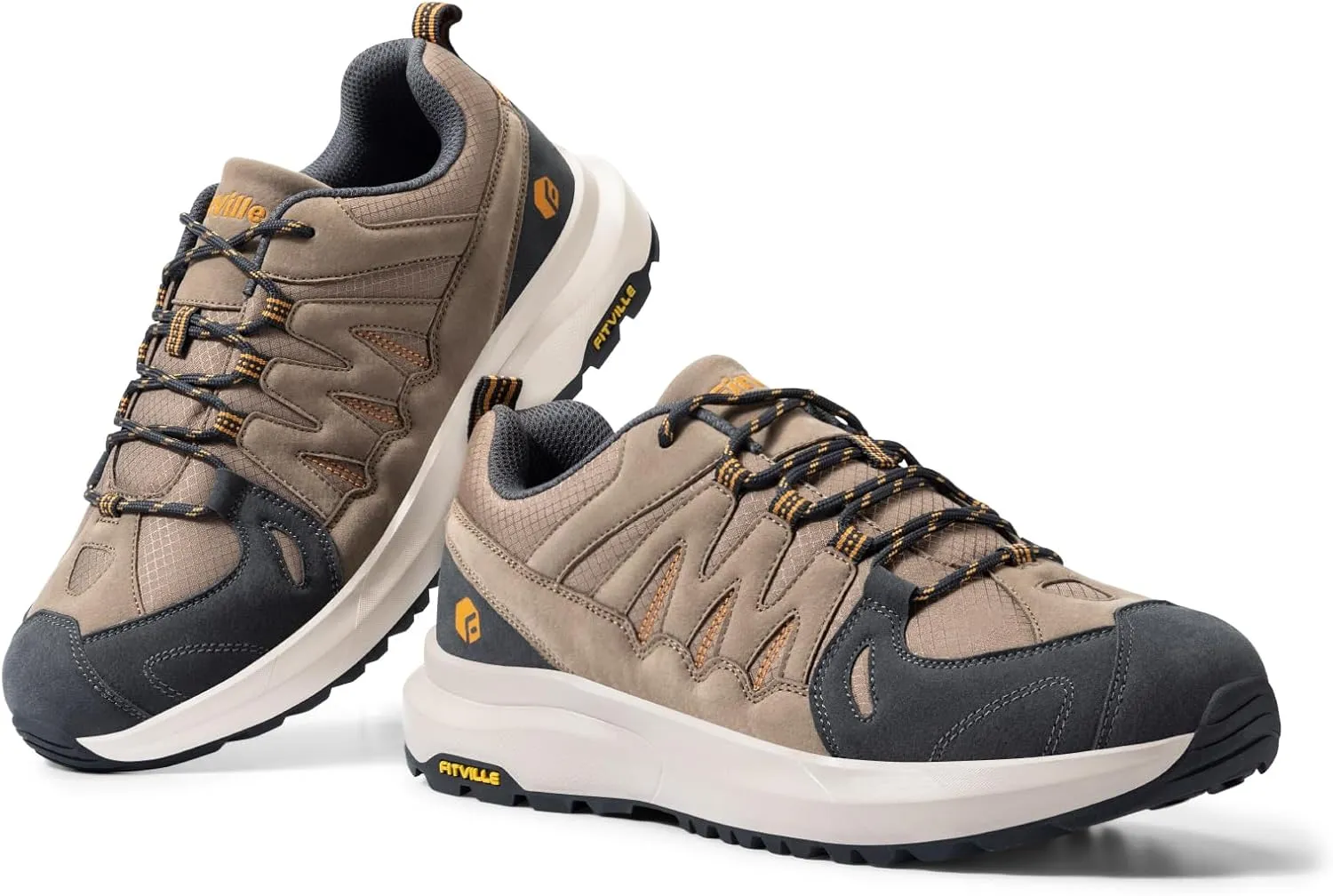 FitVille Men's Wide Hiking Shoes for Men Go Walking Hiking Shoes Trekking Trails Sneakers with Arch Support