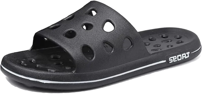 FJPTREN Shower Slippers for Women Men,Quick Drying Pool Slides with Drainage Holes Non-Slip Bathroom Sandals Unisex Soft Sole House Shoes