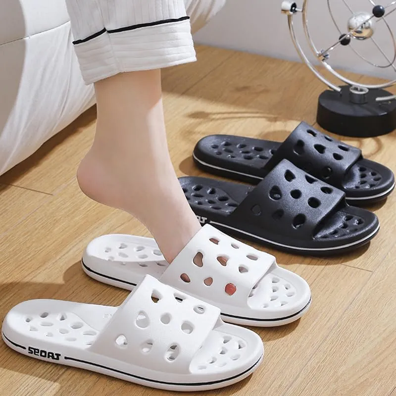 FJPTREN Shower Slippers for Women Men,Quick Drying Pool Slides with Drainage Holes Non-Slip Bathroom Sandals Unisex Soft Sole House Shoes