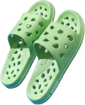 FJPTREN Shower Slippers for Women Men,Quick Drying Pool Slides with Drainage Holes Non-Slip Bathroom Sandals Unisex Soft Sole House Shoes