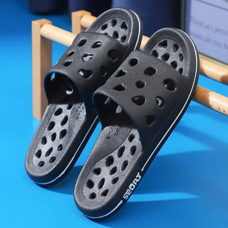 FJPTREN Shower Slippers for Women Men,Quick Drying Pool Slides with Drainage Holes Non-Slip Bathroom Sandals Unisex Soft Sole House Shoes