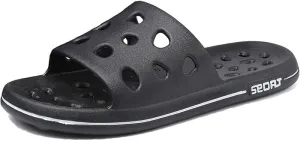 FJPTREN Shower Slippers for Women Men,Quick Drying Pool Slides with Drainage Holes Non-Slip Bathroom Sandals Unisex Soft Sole House Shoes
