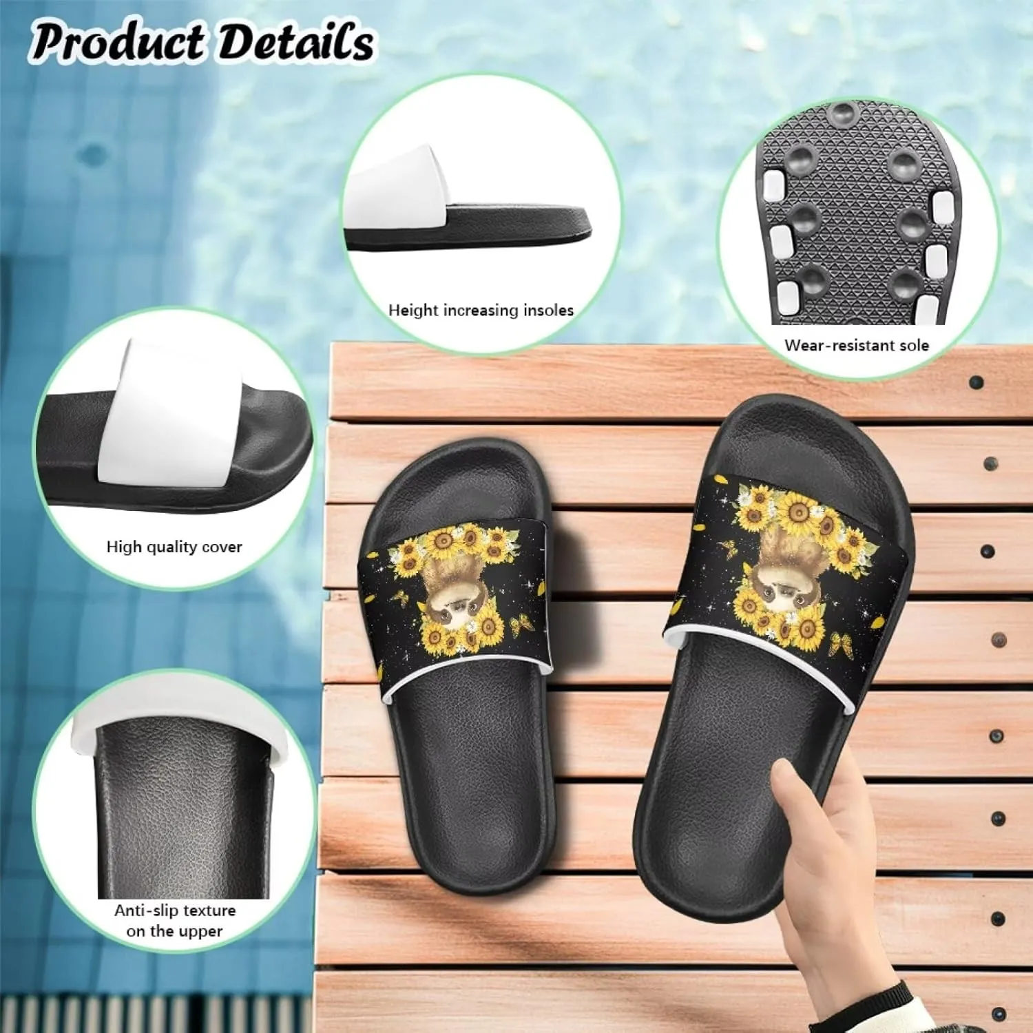 Forchrinse Animal Print Sandals for Girls Boys Summer Beach Slippers Lightweight Non Slip Pool Shower Water Shoes