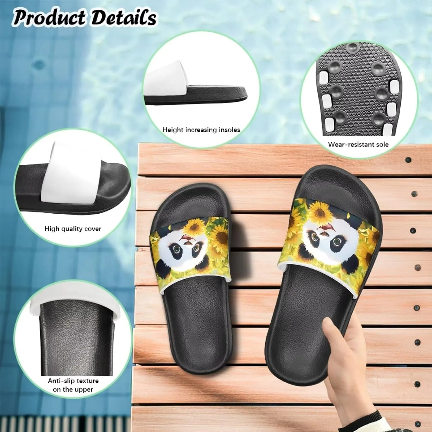 Forchrinse Kids Slippers for Grils Summer Slip on Beach Pool Sandals Kids House Shower Shoes with Arch Support
