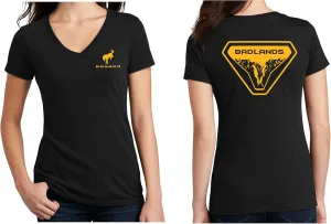 Ford Bronco Badlands Women’s V-Neck T-Shirt Trail Black Graphic Tee Soft Cotton Officially Licensed by Ford Motor Company