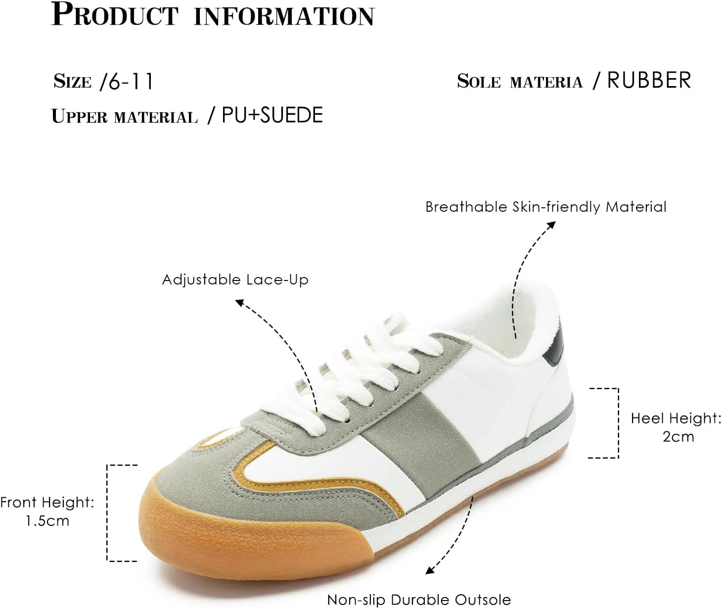 FUNKYMONKEY Women Fashion Sneakers Lace Up Comfort Casual Tennis Skate Shoes Lightweight Anti Slip Walking Footwear