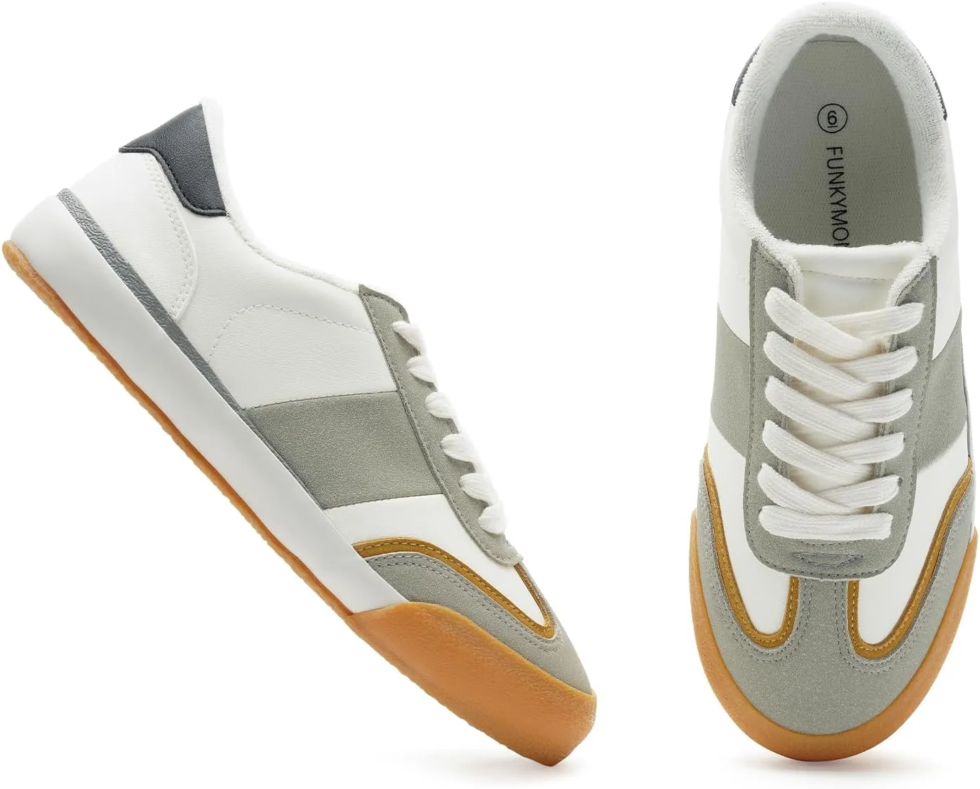 FUNKYMONKEY Women Fashion Sneakers Lace Up Comfort Casual Tennis Skate Shoes Lightweight Anti Slip Walking Footwear