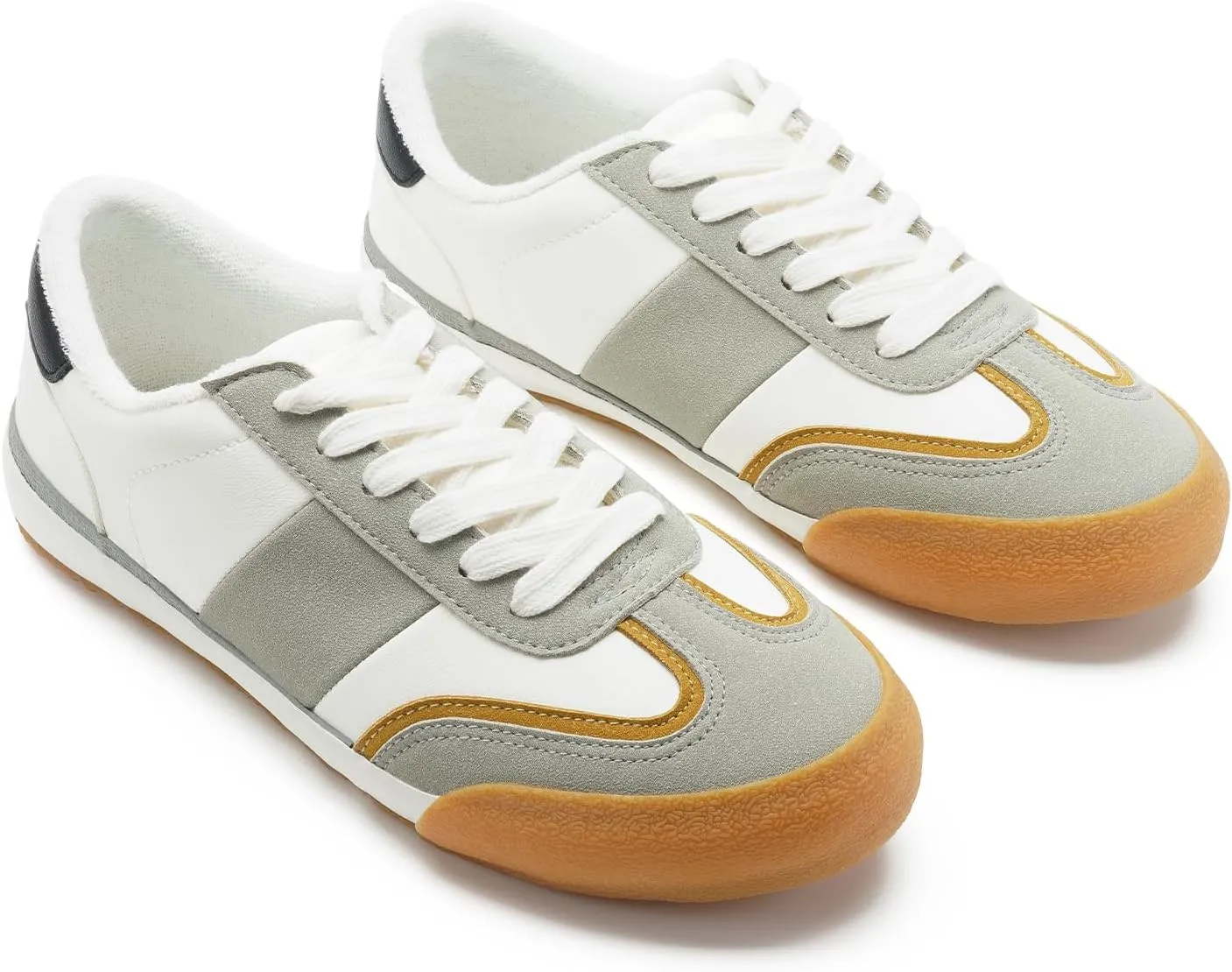 FUNKYMONKEY Women Fashion Sneakers Lace Up Comfort Casual Tennis Skate Shoes Lightweight Anti Slip Walking Footwear
