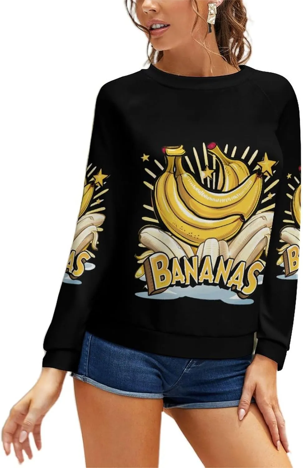 Funny Bananas Womens Sweatshirt Fashion Long Sleeve Crewneck Pullovers Casual Loose Tops