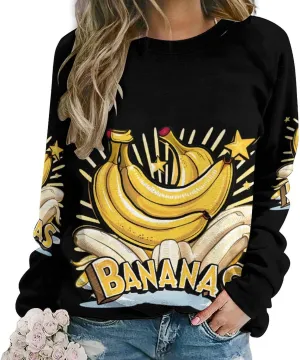 Funny Bananas Womens Sweatshirt Fashion Long Sleeve Crewneck Pullovers Casual Loose Tops