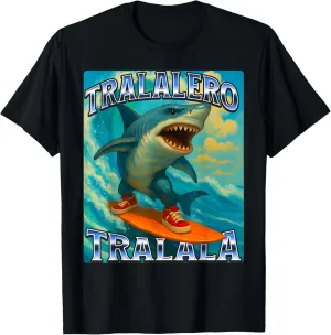 Funny Tralalero Tralala Brainrot Meme Shark With Sneakers T-Shirt