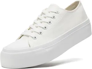 FUUPNN Platform Sneakers Canvas Fashion Lace Up Classic Casual Walking Shoes High Tops Canvas Shoes Casual Tennis Shoes