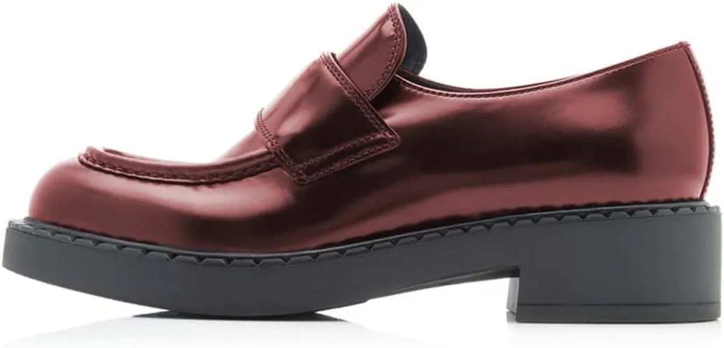 FYS Women Closed Round Toe Block Low Heel Loafers Slip on Platform Oxfords Shoes Uniform Dress Outfit Office Work Shoes Size 4-15 US