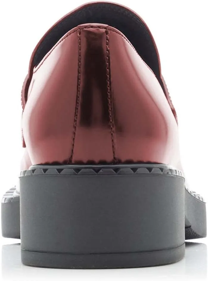 FYS Women Closed Round Toe Block Low Heel Loafers Slip on Platform Oxfords Shoes Uniform Dress Outfit Office Work Shoes Size 4-15 US