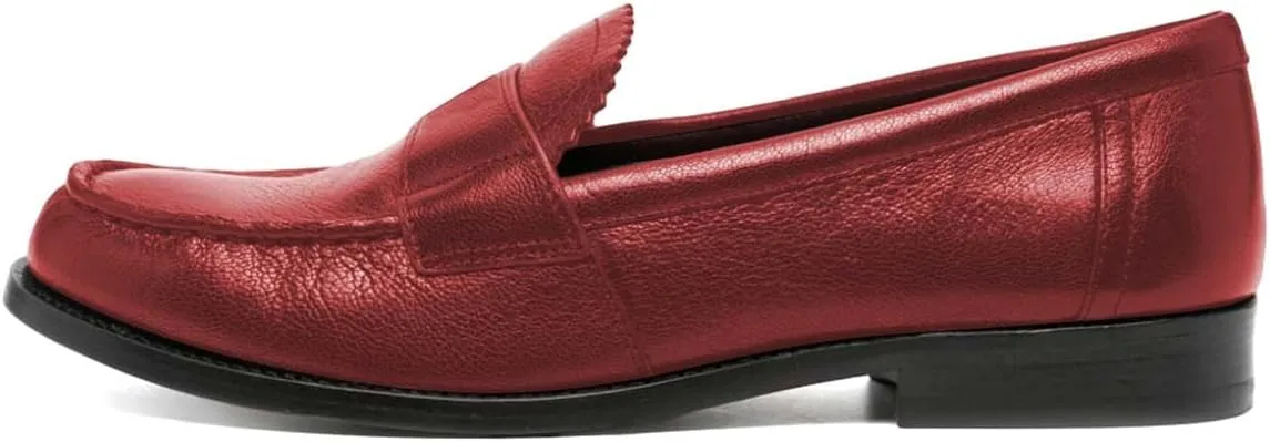 FYS Women's Classic Round Toe Flat Slip On Penny Loafer Casual Chunky Low Heel Oxford Work Dress Office Business 1 Inch Shoes Size 4-16 US