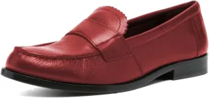 FYS Women's Classic Round Toe Flat Slip On Penny Loafer Casual Chunky Low Heel Oxford Work Dress Office Business 1 Inch Shoes Size 4-16 US