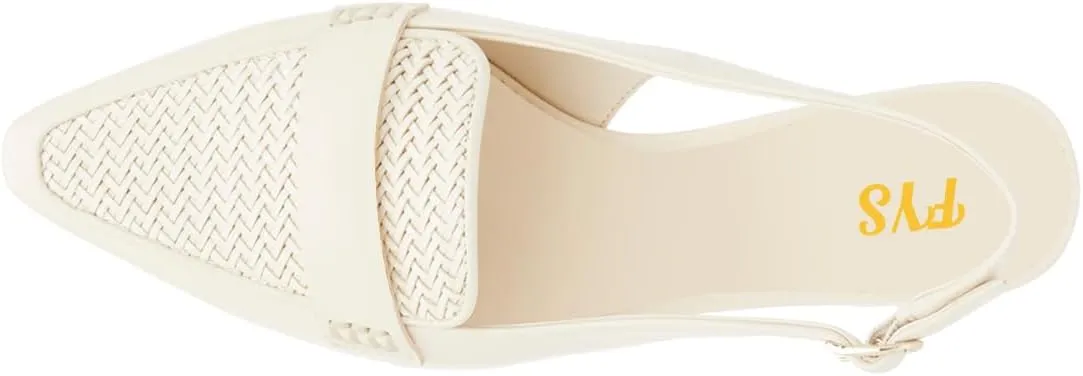 FYS Women's Pointed Toe Penny Loafers Chunky Block Low Heel Slingback Pumps Slip on Braid Work Office Shoes Size 4-16 US
