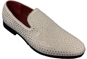 G4U-Alberto Fellini Men's Dress Shoes Rhinestone Loafers Stage Tuxedo Fashion Glitter, 12 White