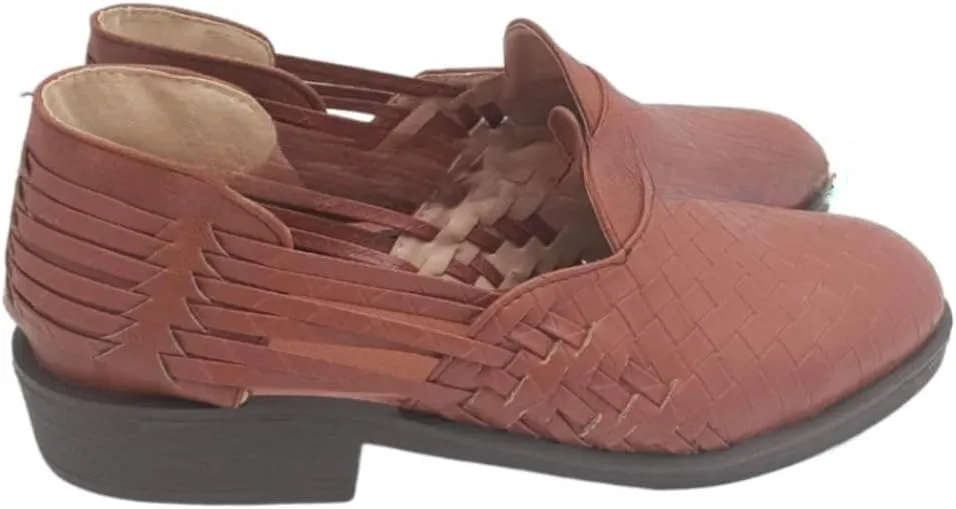 Geerta Huaraches Women Men Water Sandals Mexican Leather Woven Non-Slip Closed Toe Shower Slides Waterproof Comfort Summer Walking Shoes Chunky Low Heel Slippers Vacations Parties Indoor Outdoor