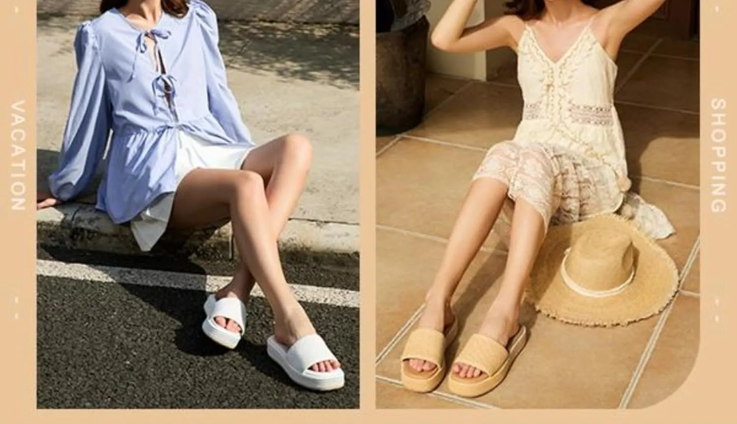 Geerta Women's Platform Raffia Sandals Comfortable Open Toe Slip On Beach Slides Sandals for Summer Casual Walking Shoes Cruise Vacation