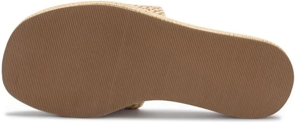 Geerta Women's Platform Raffia Sandals Comfortable Open Toe Slip On Beach Slides Sandals for Summer Casual Walking Shoes Cruise Vacation