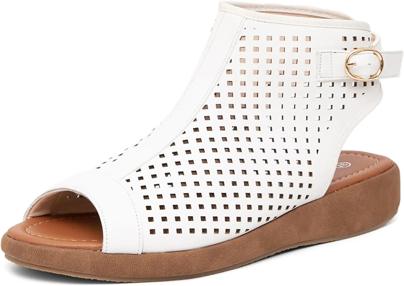 getmorebeauty Women's Platform Sandals Sling Wedge Sandals Hollow-Out Low Heel Open Toe Ankle Boots Cutout Shoes Slingback Sandals
