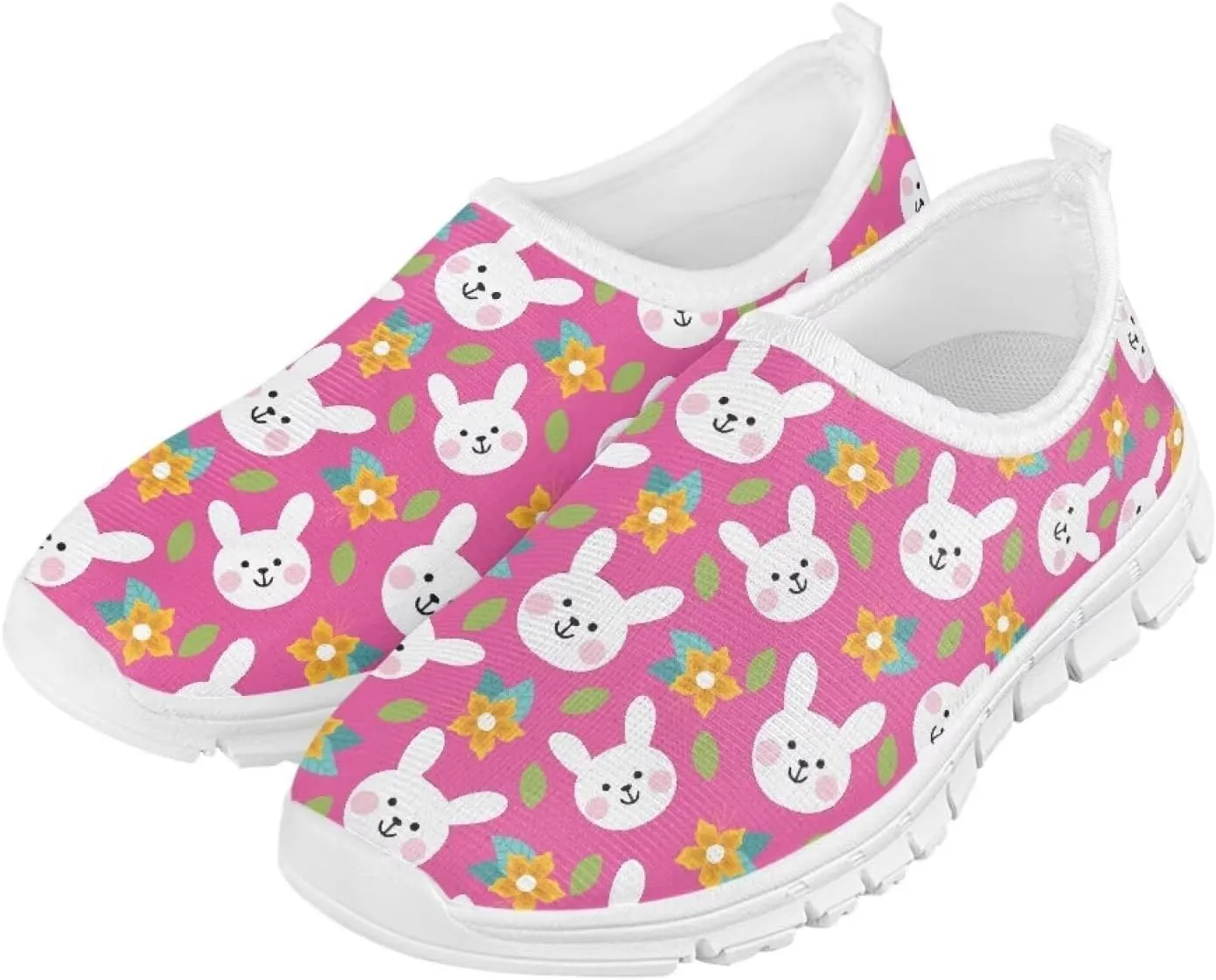 Girls Eater Bunny Shoes Cute Kids Running Shoes Trendy Slip On Sneakers