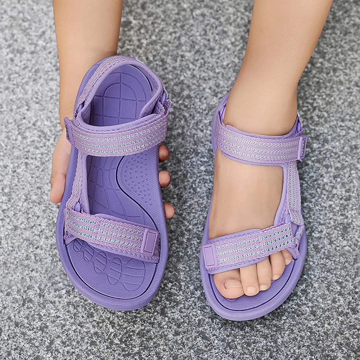 Girls Sandals Fashion Soft Bottom Non Slip Comfortable Adjustable Straps Princess Kids Open Toe Beach Sandals