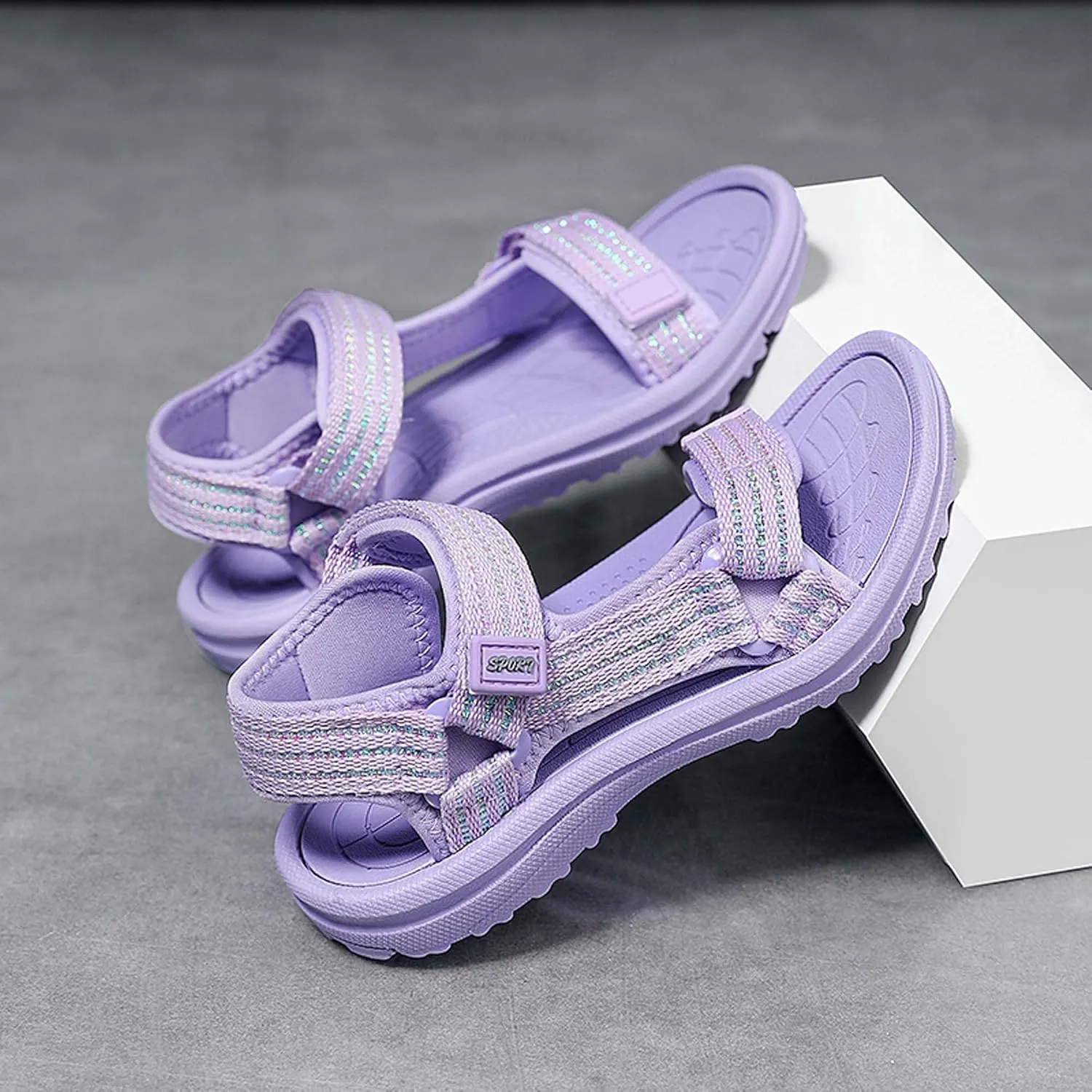 Girls Sandals Fashion Soft Bottom Non Slip Comfortable Adjustable Straps Princess Kids Open Toe Beach Sandals