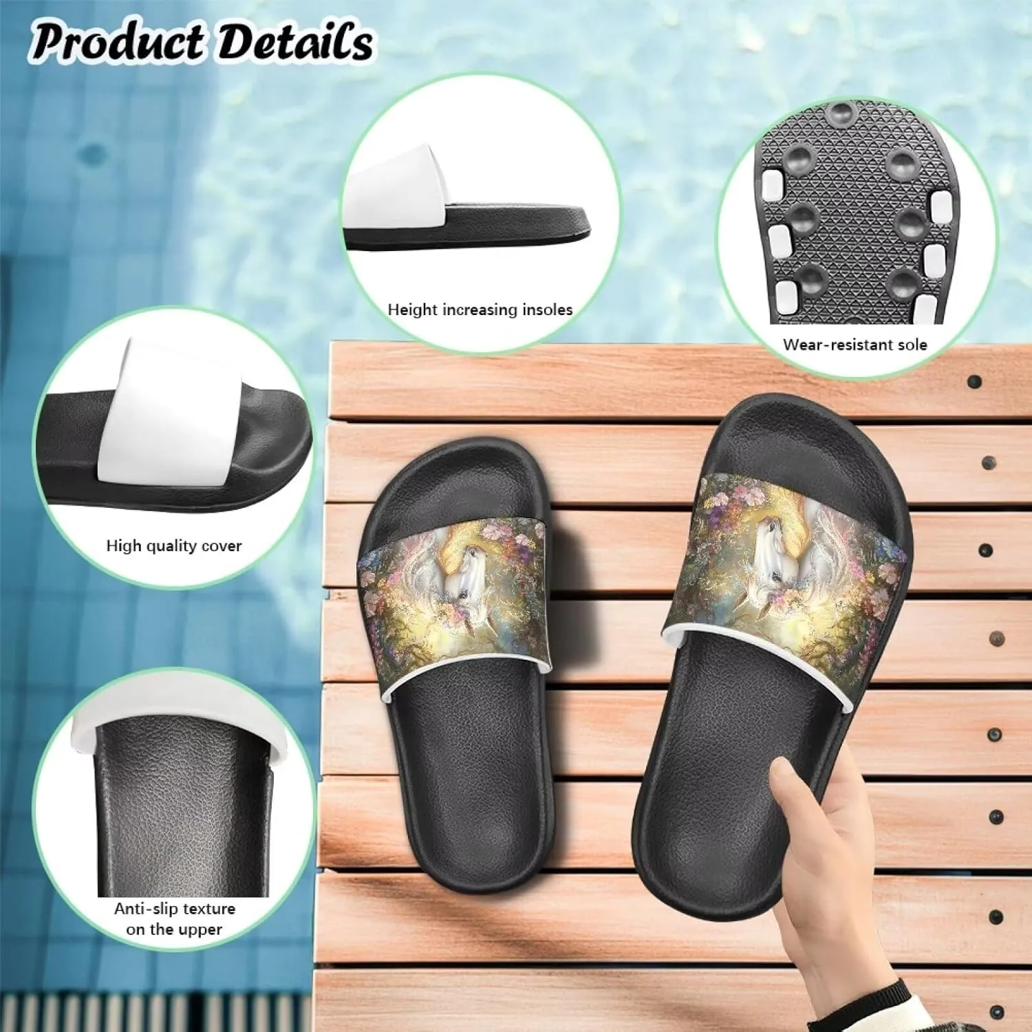 Girls Slides Kids Summer House Shoes for Boys Beach Pool Sporty Slides Shower Non Slip Swimming Gifts