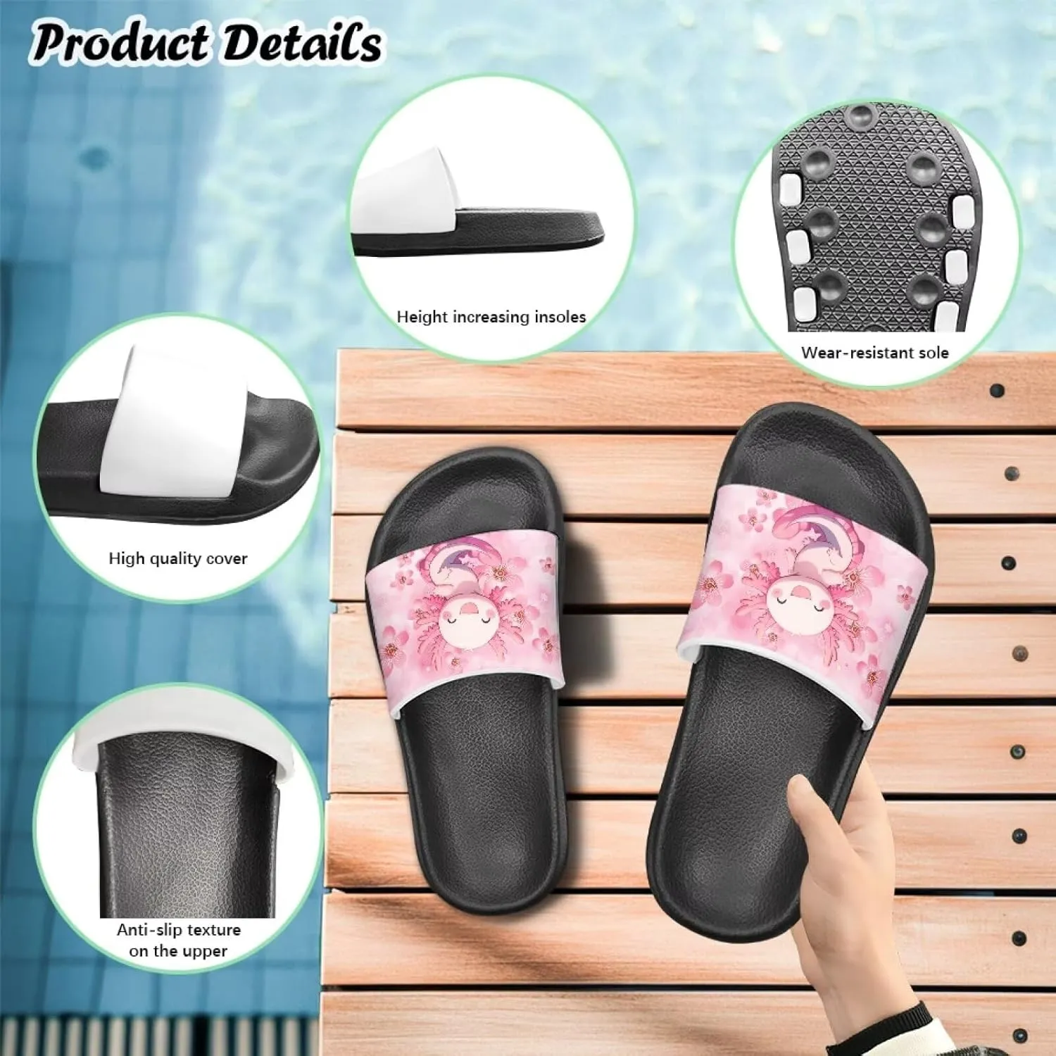 Girls Slides Kids Summer House Shoes for Boys Beach Pool Sporty Slides Shower Non Slip Swimming Gifts