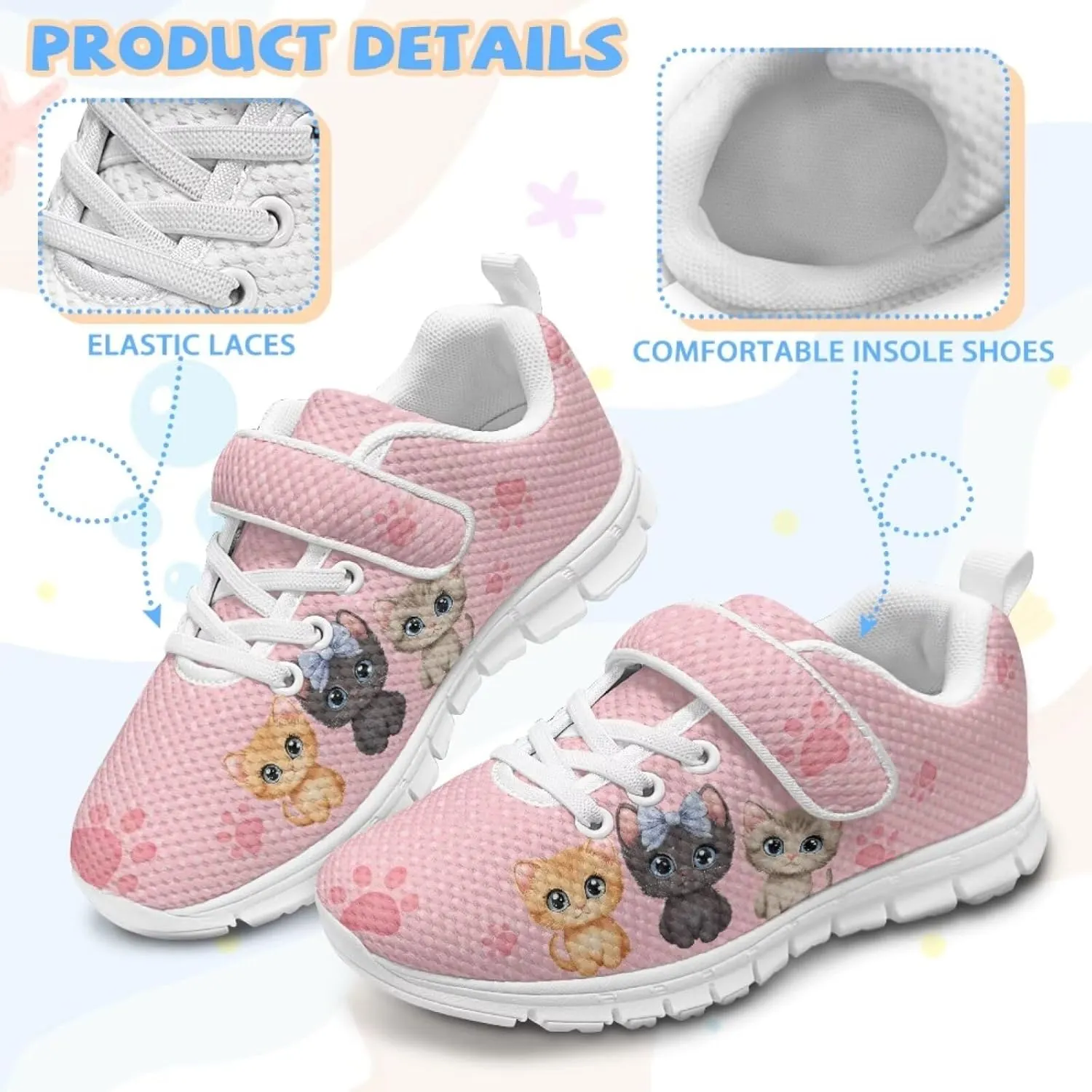 Girls Tennis Shoes Kids School Sneakers Trendy Running Athletic Shoes