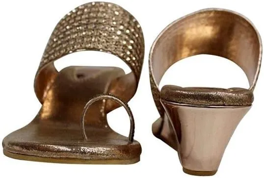 Gold Ethic Sandal Traditional Indian Sandal Shoes Handmade Shoes Wedge Heel Sandal Ladies Shoes