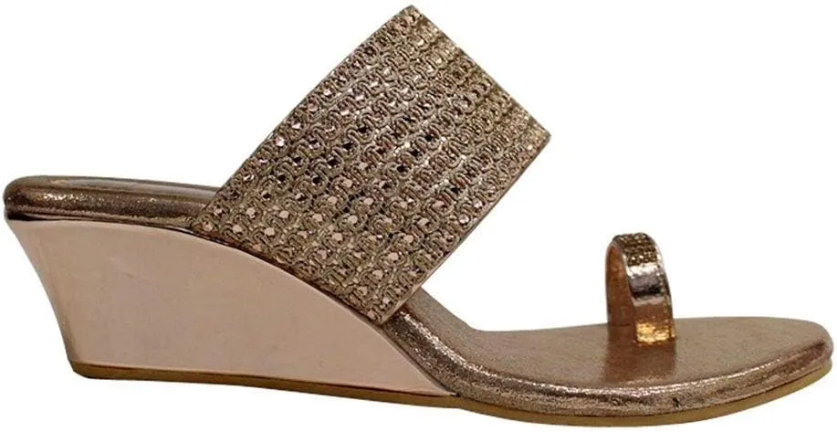 Gold Ethic Sandal Traditional Indian Sandal Shoes Handmade Shoes Wedge Heel Sandal Ladies Shoes