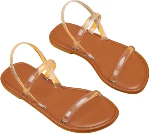 GORGLITTER Girl's Clear Flats Sandal Dressy Summer Strappy Transparent Open Toe Ankle Strap Sandals Shoes 2025