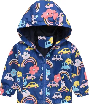 Happy Cherry Toddler Baby Casual Cartoon Prints Windbreaker Hoodie Coat Lightweight Casual Jacket 1-5T