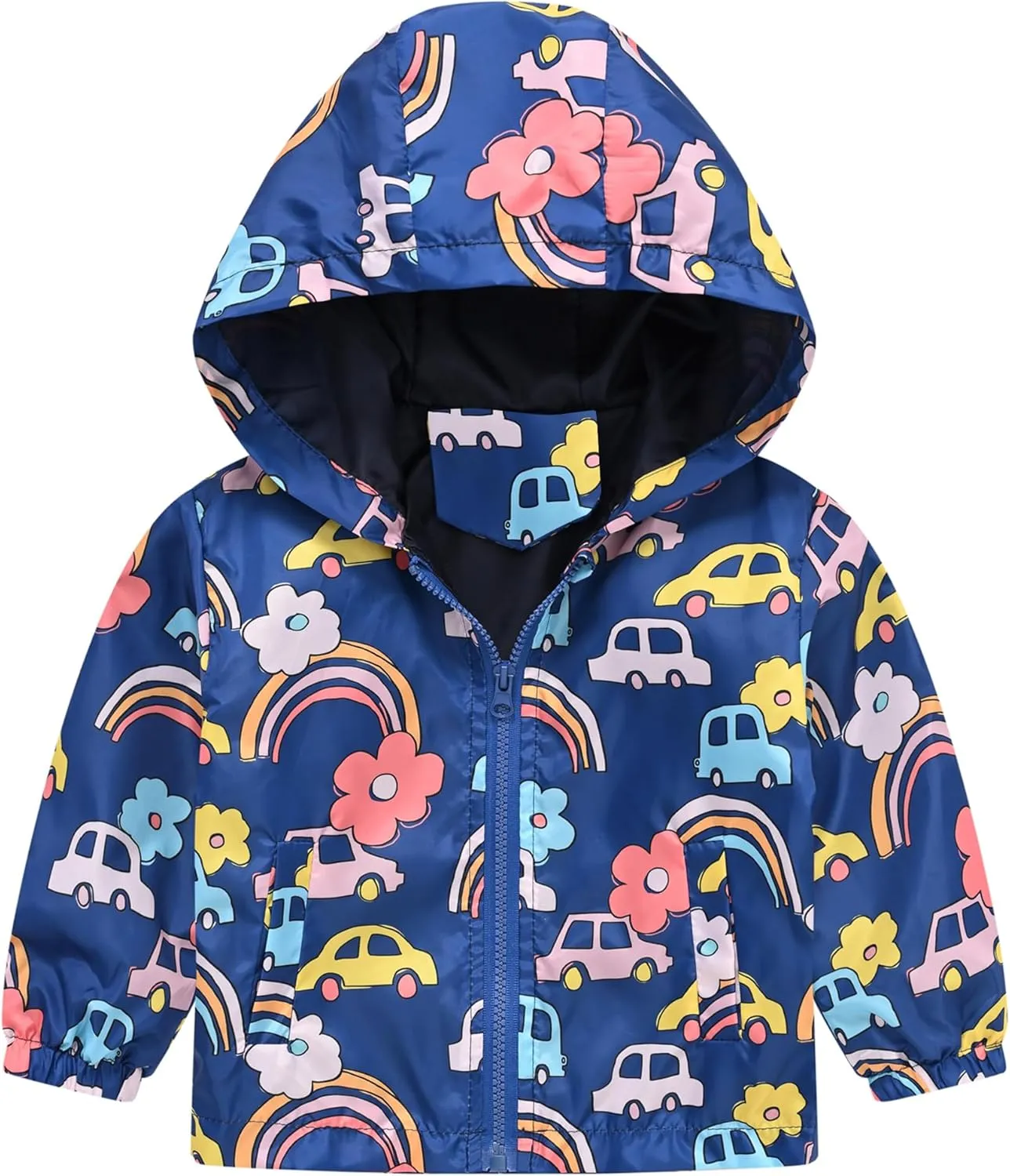Happy Cherry Toddler Baby Casual Cartoon Prints Windbreaker Hoodie Coat Lightweight Casual Jacket 1-5T