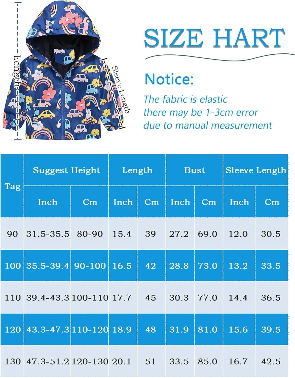 Happy Cherry Toddler Baby Casual Cartoon Prints Windbreaker Hoodie Coat Lightweight Casual Jacket 1-5T