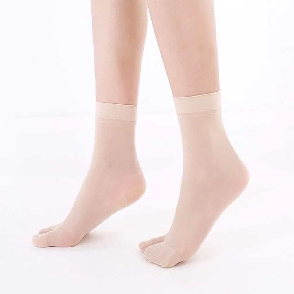 Happyyami 1Pair Flip Flop Socks Toe Socks Silk Tabi Socks Ankle Nylons Mesh Socks For Women Thin Clog Socks Flop Socks