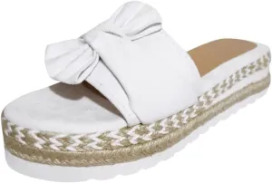 Hbeylia Espadrilles Bowknot Flat Sandals For Women Slip-On Open Toe Platform Wedge Flip Flops Slippers Summer Casual Shoes Beach Boho Traval Vacation Indoor Outdoor Slides