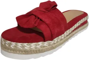 Hbeylia Espadrilles Bowknot Flat Sandals For Women Slip-On Open Toe Platform Wedge Flip Flops Slippers Summer Casual Shoes Beach Boho Traval Vacation Indoor Outdoor Slides