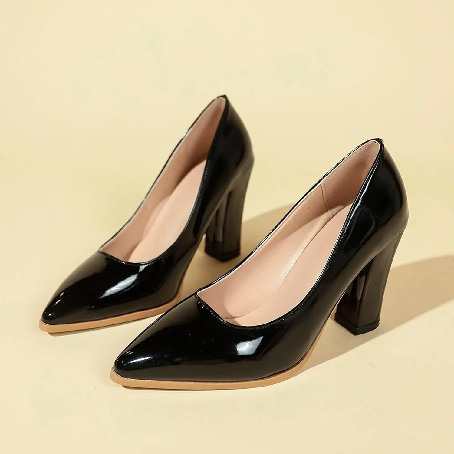 Heeled Mary Janes for Women Pointed Toe Office Shoe Closed Toe Block Heels Dress Shoes Elegant Work Shoes Loafers
