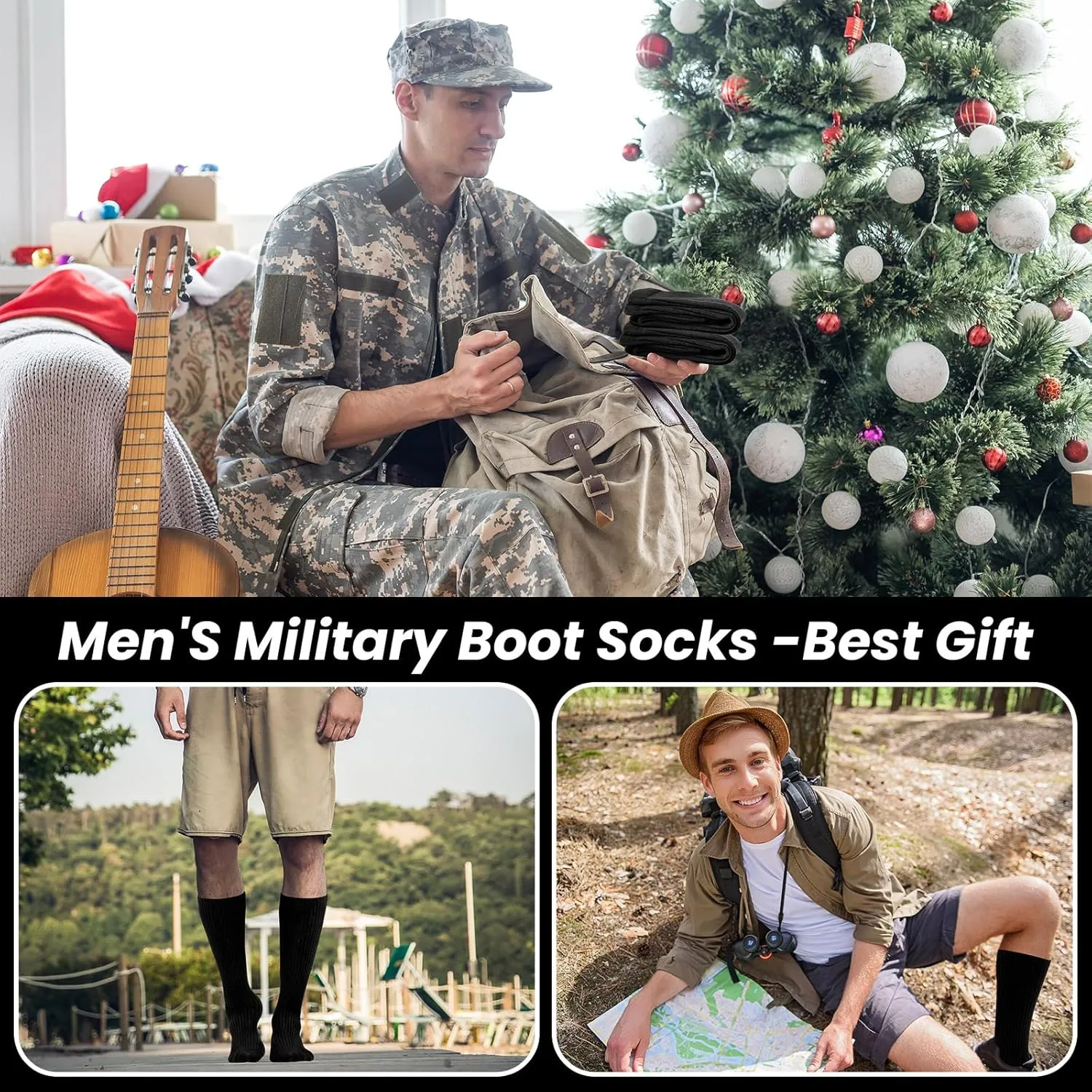 Hercicy 10 Pairs Us Army Military Boot Socks for Men Cotton Military Crew Army Socks for Trekking Hiking Outdoor Activities
