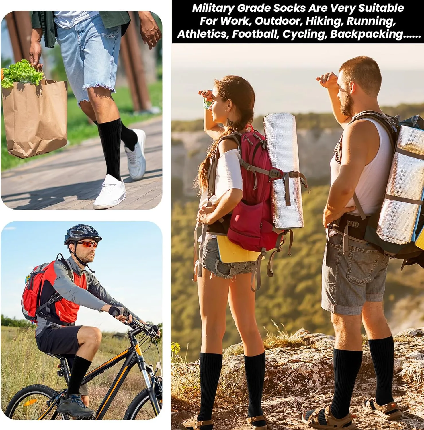 Hercicy 10 Pairs Us Army Military Boot Socks for Men Cotton Military Crew Army Socks for Trekking Hiking Outdoor Activities