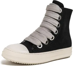 High Top Sneakers for Women Lace Up PU Leather Platform Sneakers Thick Sole Comfort Walking Shoes with Zipper