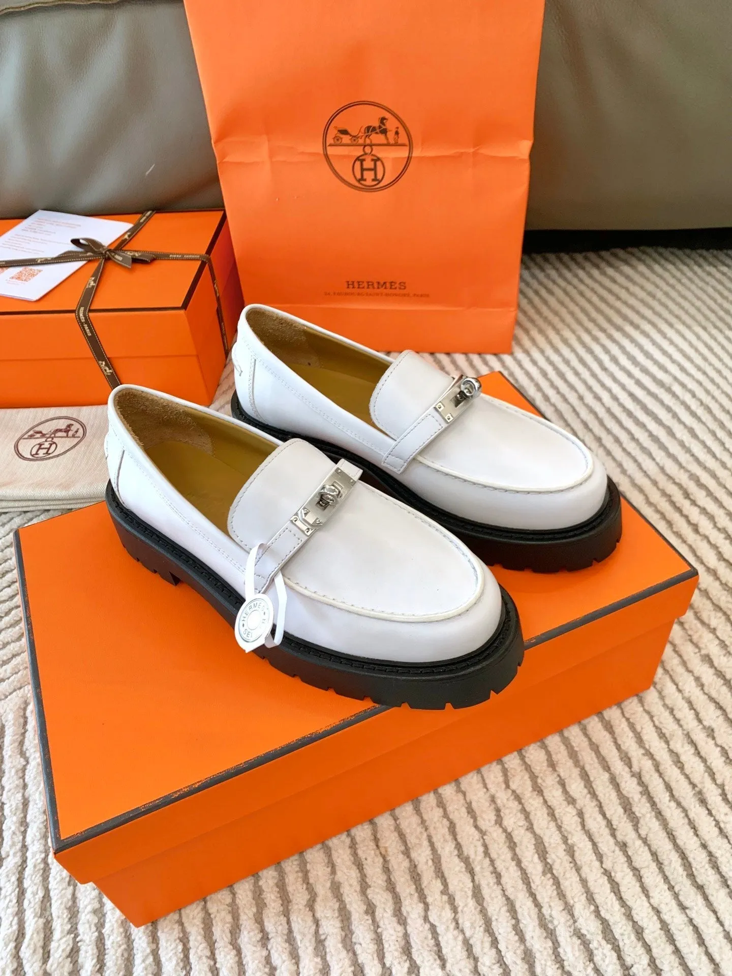 HM Icone Loafer White Nappa Goat Leather  963173