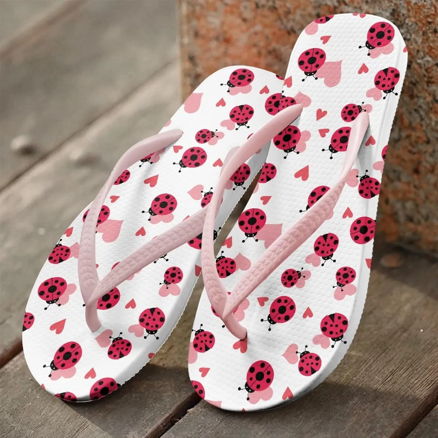 Howilath Fruit Pattern Non-Slip Flip Flops for Women Beach Flat Thong Sandals Rubber Single Band Slippers for Summer Pools