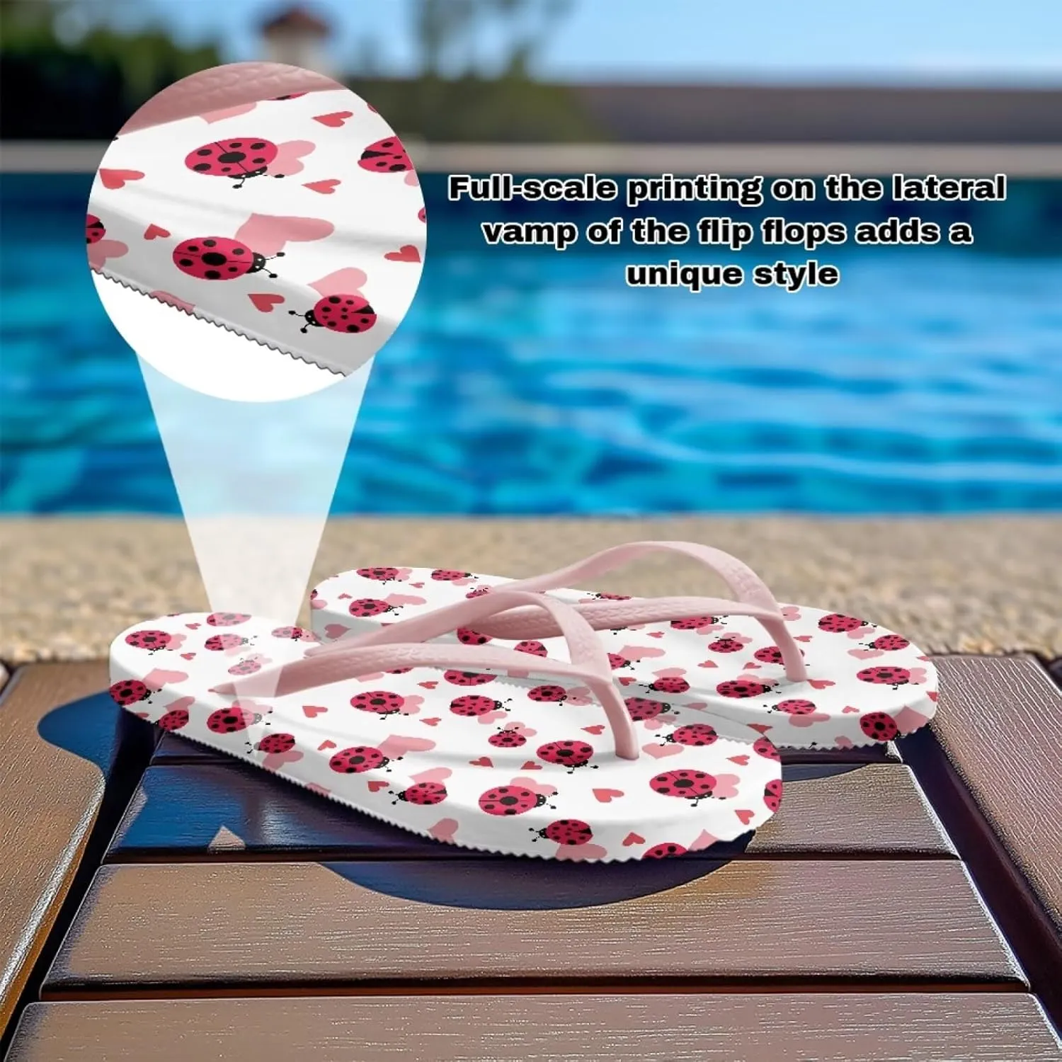 Howilath Fruit Pattern Non-Slip Flip Flops for Women Beach Flat Thong Sandals Rubber Single Band Slippers for Summer Pools