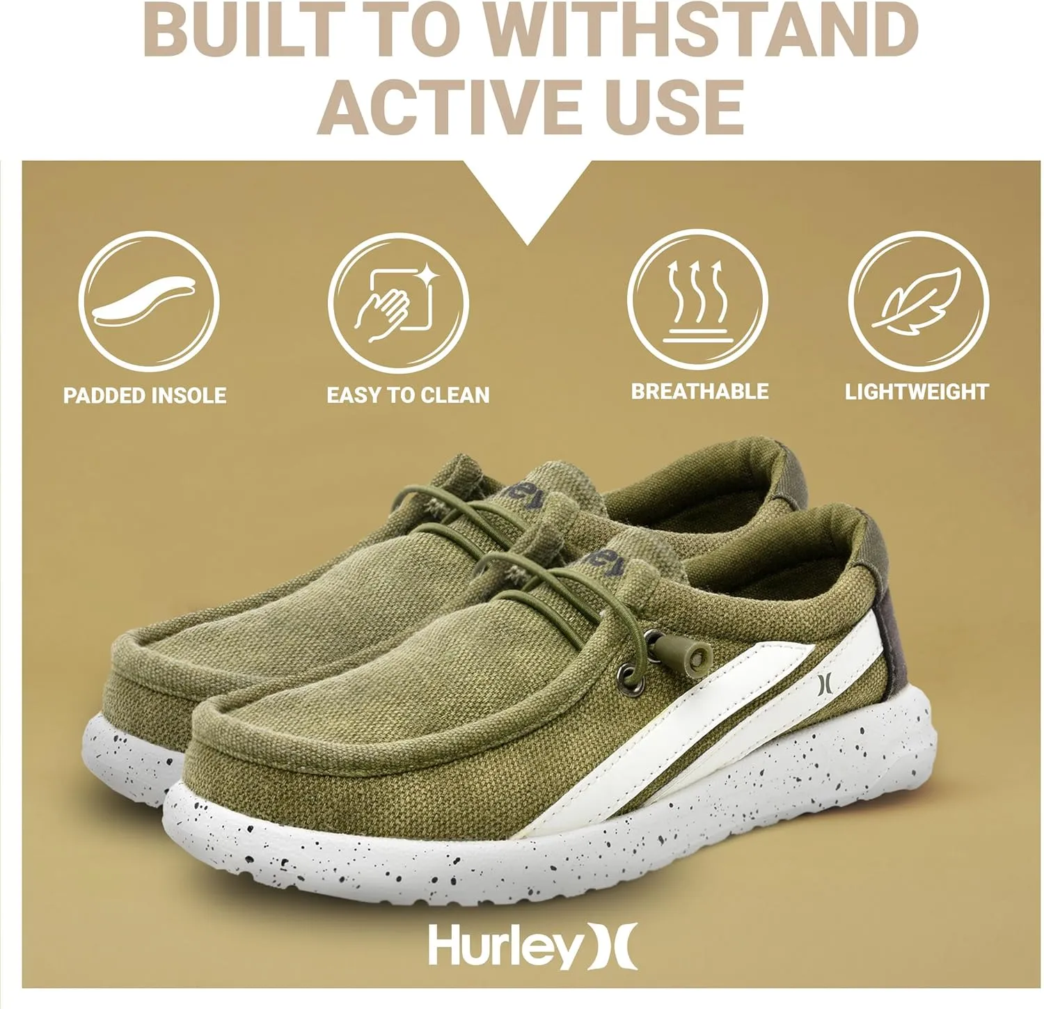 Hurley Kids Elastic Lace Loafers, Canvas Shoes for Boys & Girls - Comfortable, Durable, Stylish - Kid's Fashion Sneakers, Wide Toe Shoes for Everyday Wear