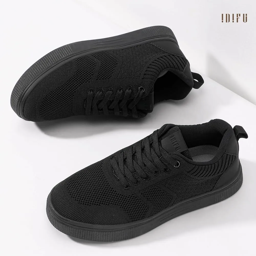 IDIFU Women's Fashion Sneakers Knit Lace Up Mesh Sneakers Ladies Casual Comfortable Dressy Trendy Tennis Shoes Spring Business Walking Work Office Travel Low Top Slide Slip On Flat Sneakers Shoes